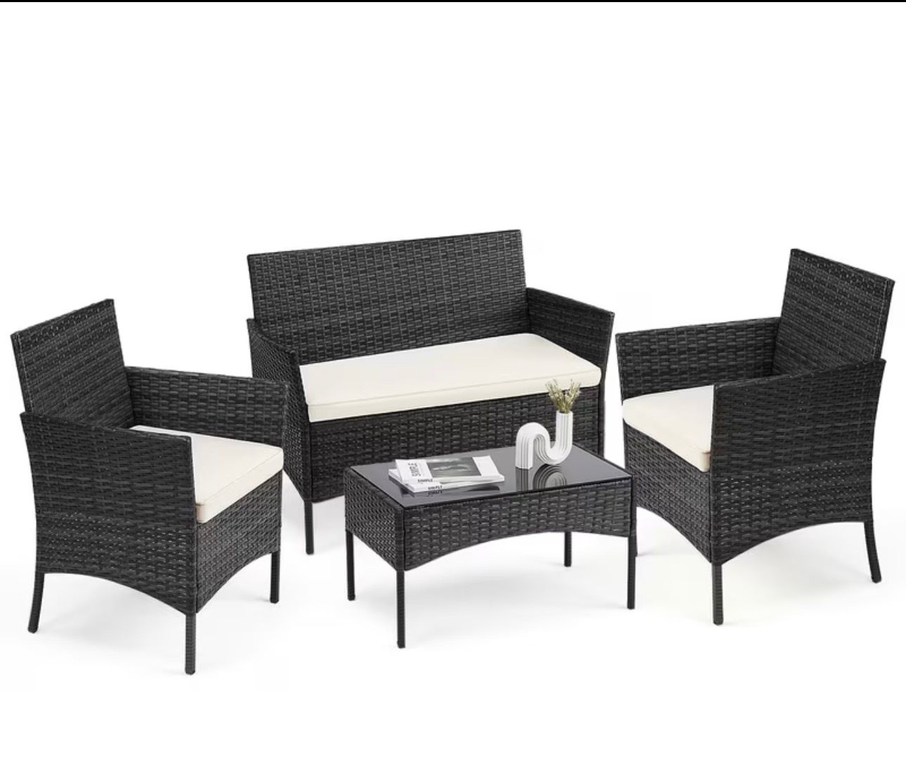 4 Piece Patio Rattan Set